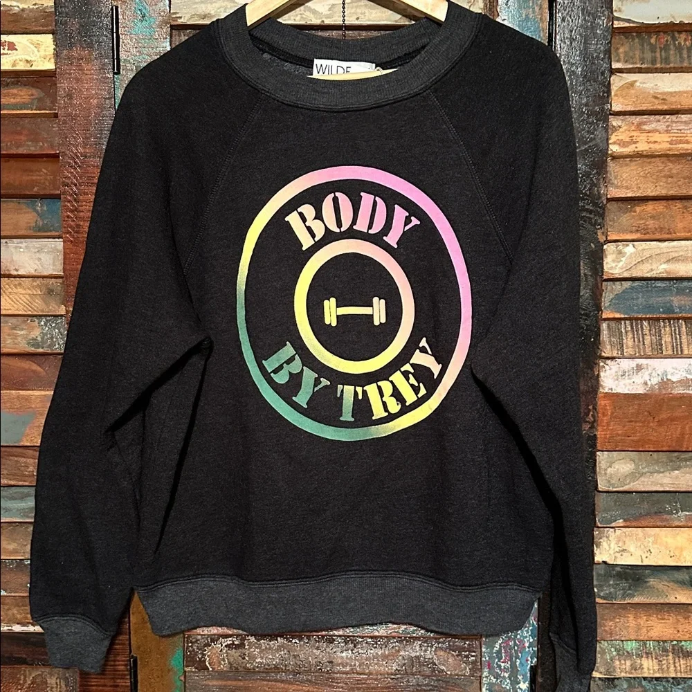 NWT Wildfox Black Sweatshirt Body By Trey dark gray